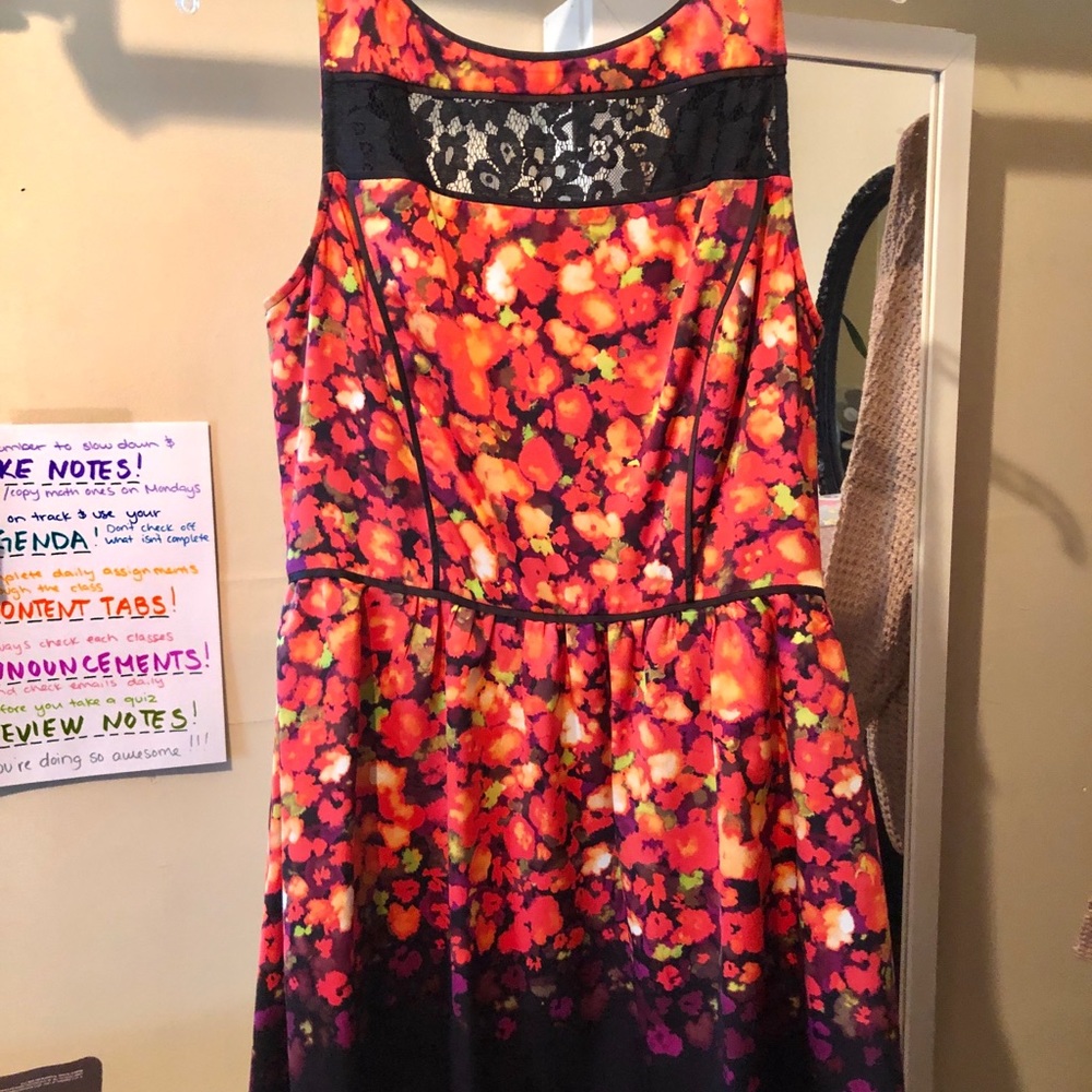 Orange and Black Lace Detail Jessica Simpson Dress